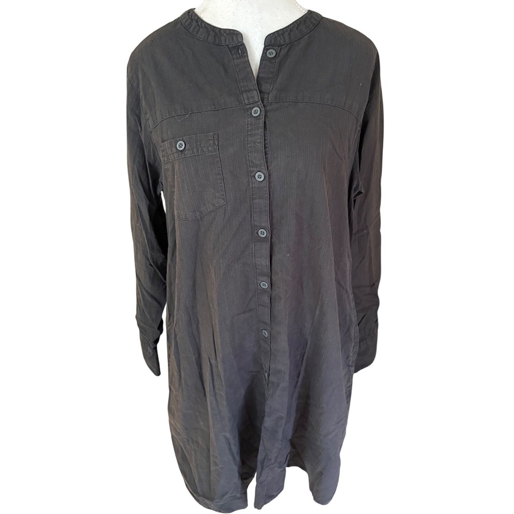 GUDRUN SJODEN Cotton Grey Button Down Long‎ sleeve Dress Size Medium